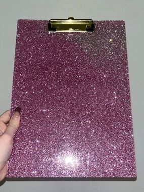 Glitter Pink Clipboard with Gold Clip